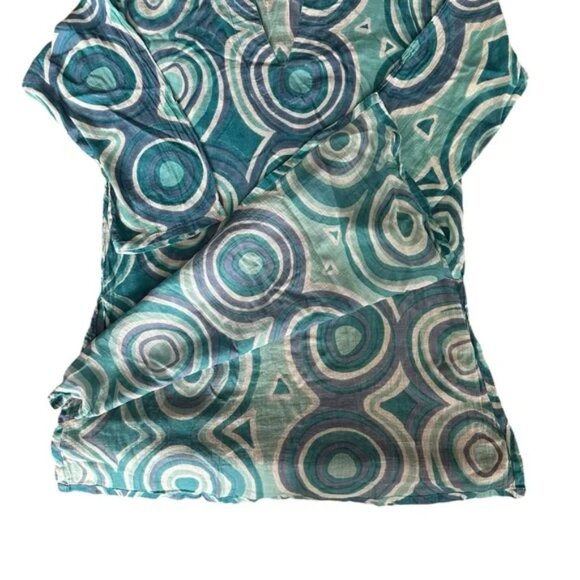 Blue and White Patterned Cotton Tunic Top Size S - Picture 4 of 9
